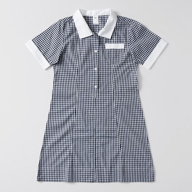 navy gingham school dress