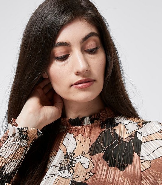 Preview Self Stripe Burnout Shell Blouse - Brown Floral