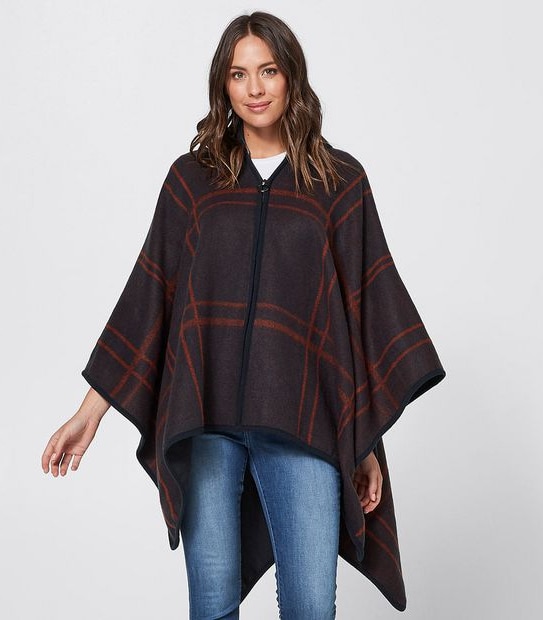 Zip Front Woven Wrap - Navy