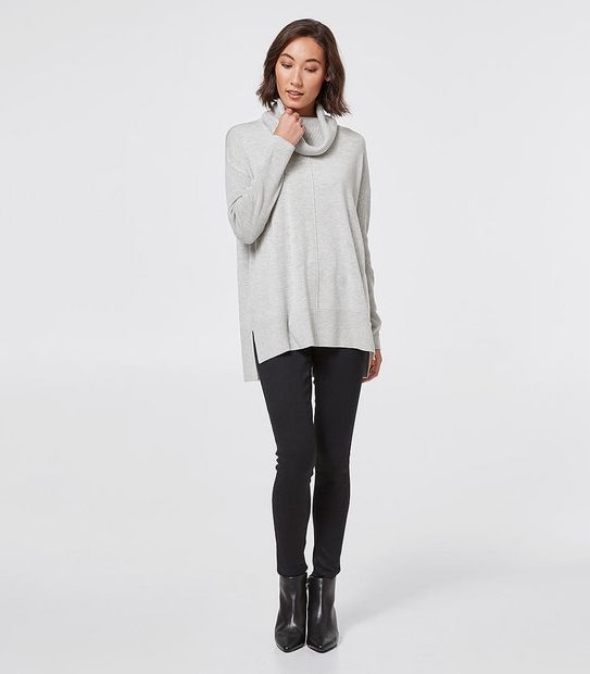 Soft Touch Roll Neck Jumper - Light Grey Marle