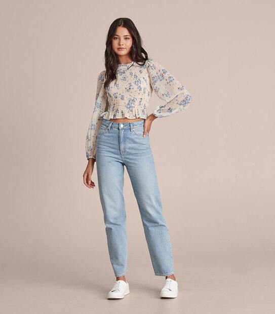 Lily Loves Frill Neck Shirred Bodice Blouse