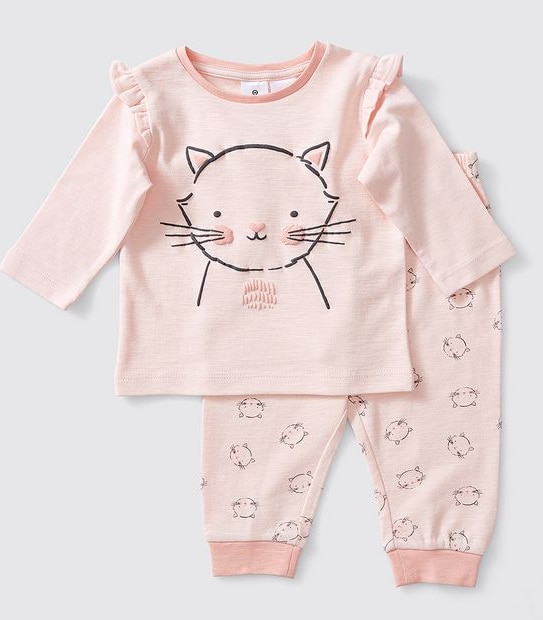 Baby Organic Cotton 2 Piece Pyjama Set - Pink