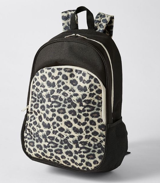 Leopard Print Backpack - Black