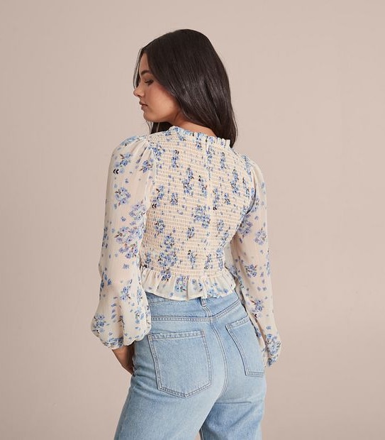 Lily Loves Frill Neck Shirred Bodice Blouse