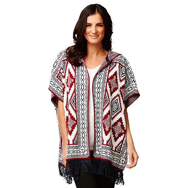 Jacquard Hooded Poncho Jacquard Hooded Poncho