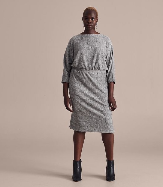 Curve Dolman Sleeve Knit Rib Dress