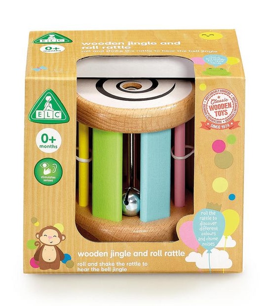 Early Learning Centre Wooden Jingle and Roll Rattle