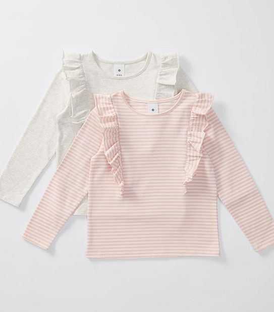 Frill Shoulder 2 Pack Long Sleeve Top