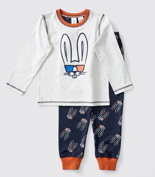Bunny Print Pyjama Set - Grey