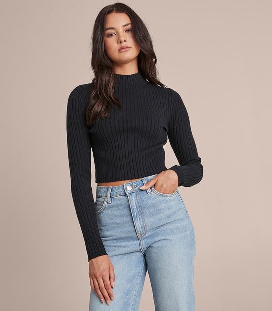 Lily Loves Cropped Rib Knit Skivvy