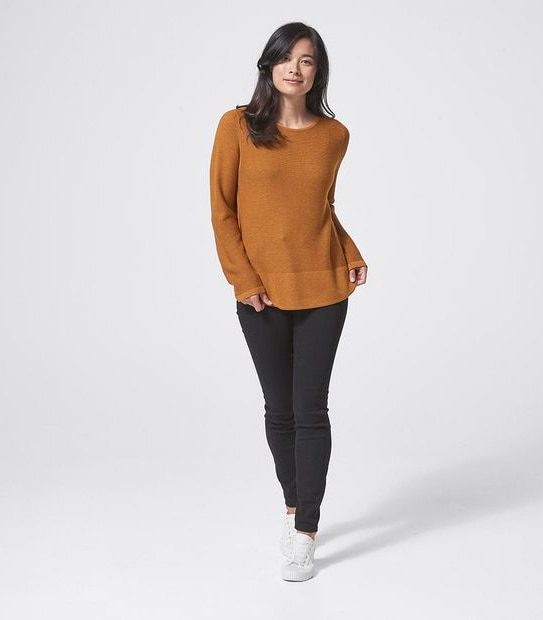 Stitch Detail Curved Hem Jumper