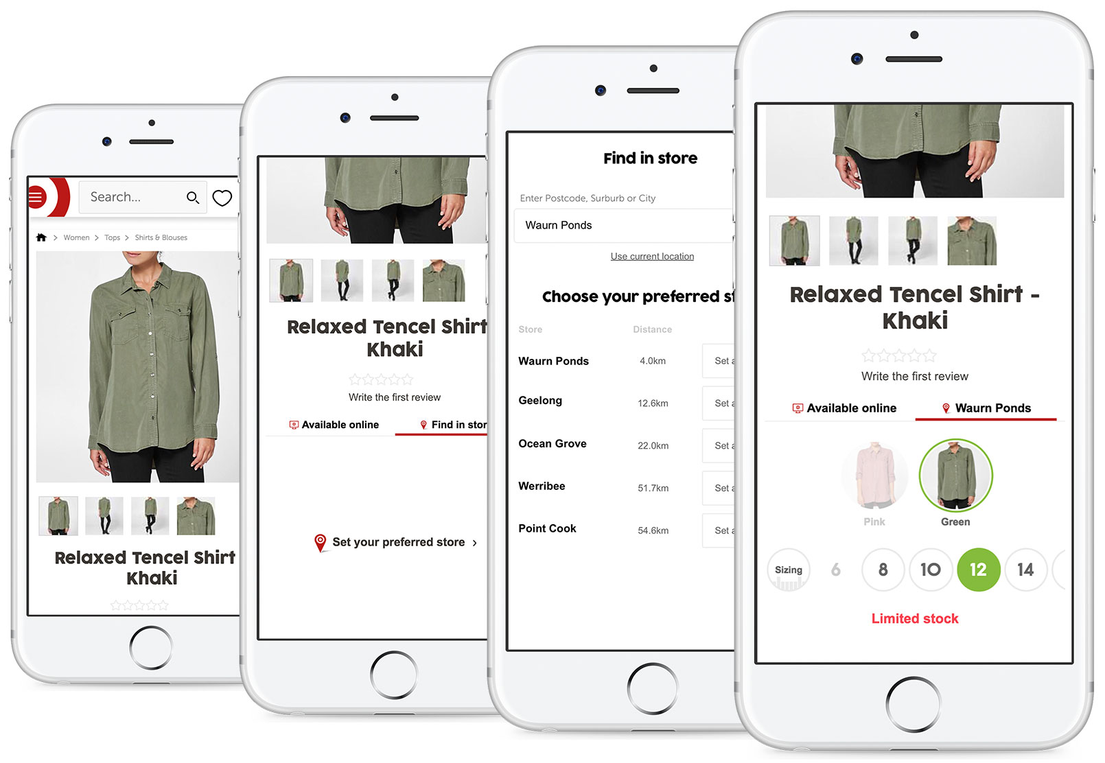 Step 1 - Find a product. Step 2 - Select 'Find in store'. Step 3. Choose your perferred store Step 4.Check Stock Availability