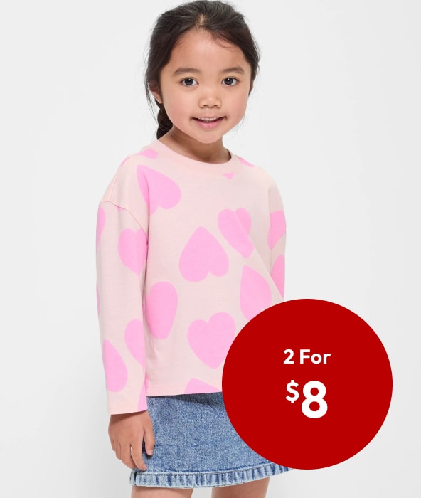 2 for $8 on Girls 1-8 Selected T-Shirts 2 for $8 on Girls 1-8 Selected T-Shirts