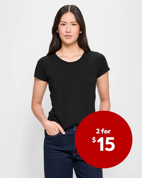 Australian  Cotton Cotton/Elastane Crew Tee