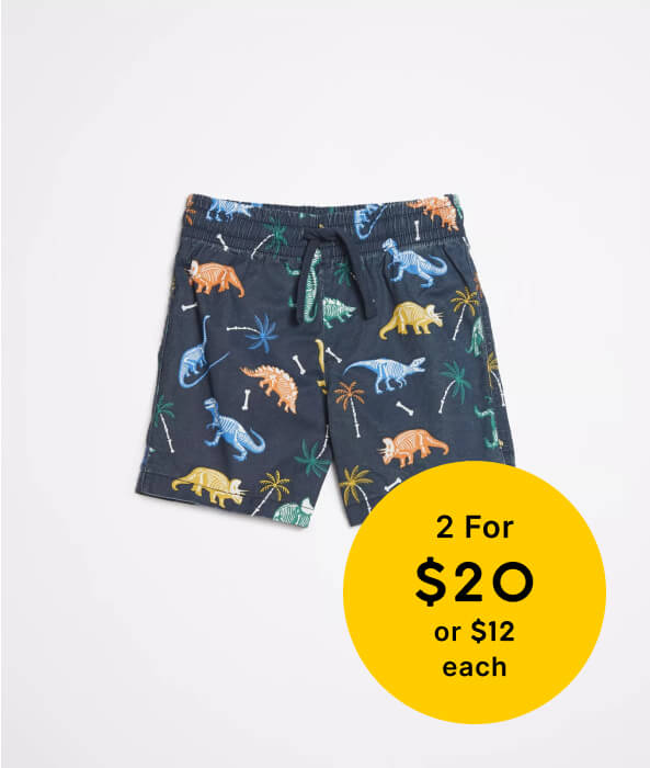 2 for $20 or $12 each Boys 1-8 Selected Shorts         