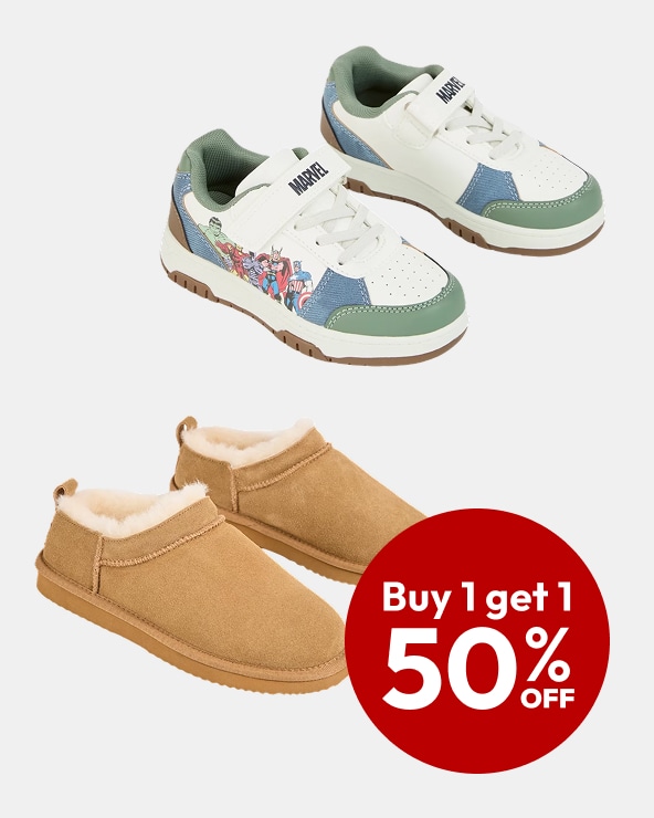 Buy one, get one 50% off shoes for the family