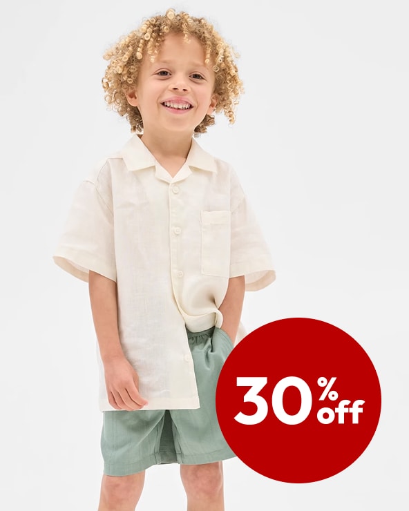 30% off Selected Boys 1-8 Shorts