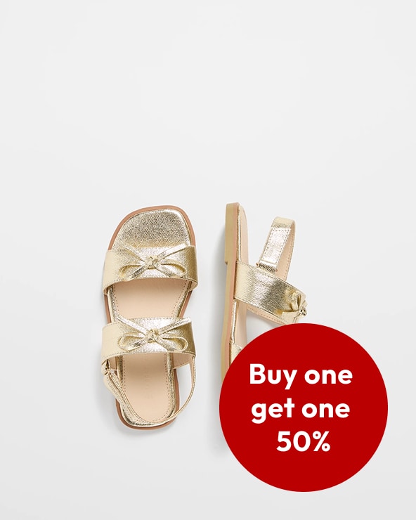 Buy one and get the second 50% off any Kids’ Shoe* Buy one and get the second 50% off any Kids’ Shoe*