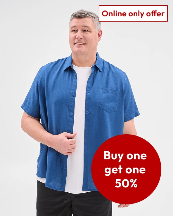 Buy one and get the second 50% off all Men's Plus Clothing Buy one and get the second 50% off all Men's Plus Clothing