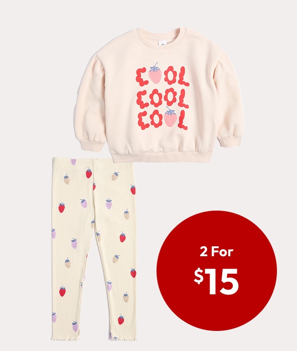 2 for $15 on Girls 1-8 Selected Jumpers or Leggings 2 for $15 on Girls 1-8 Selected Jumpers or Leggings