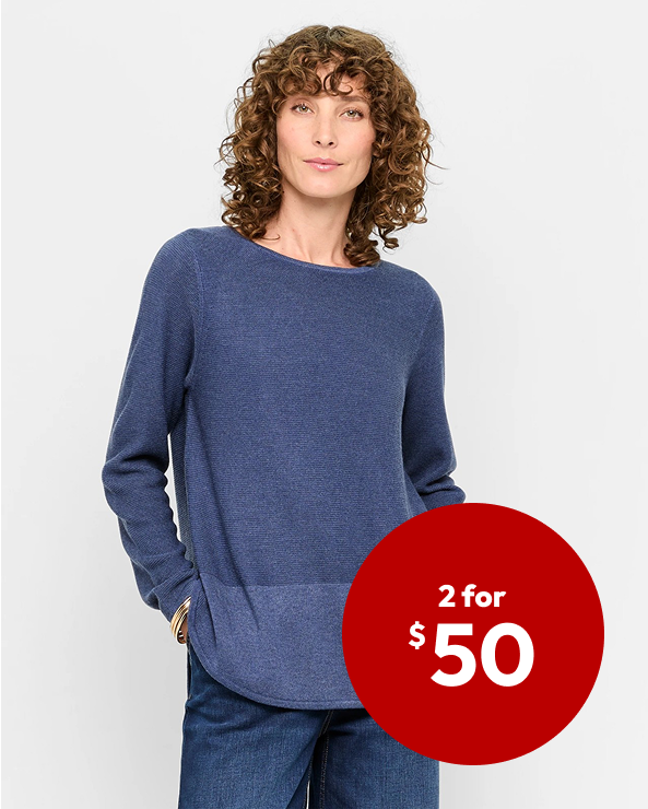 2 for $50 Lightweight Curve Hem Knit Jumper 2 for $50 Lightweight Curve Hem Knit Jumper