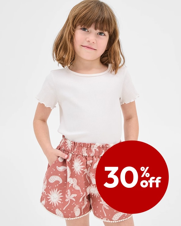 30% off Selected Girls 1-8 Shorts 