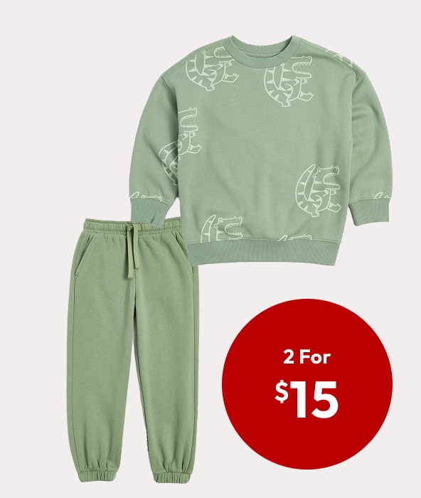 2 for $15 on Boys 1-8 Selected Jumpers or Trackpants 2 for $15 on Boys 1-8 Selected Jumpers or Trackpants
