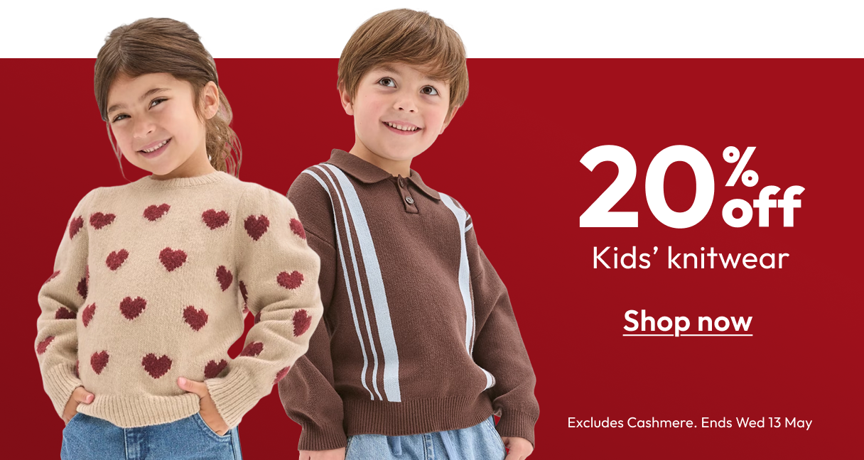 20% off kids' knitwear