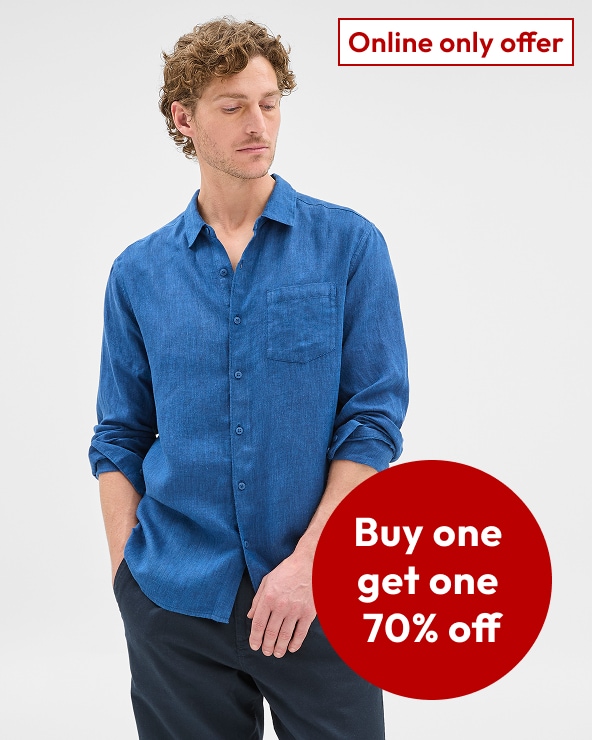 Buy One, Get One 70% Off  On selected men’s clothing