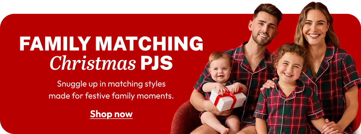 Family matching Christmas pyjamas. Shop now.
