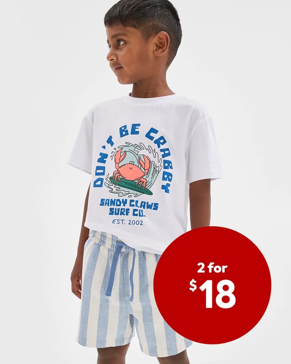 2 for $18	Selected Kids' 1-8 Shorts