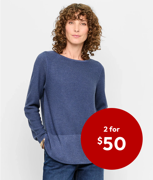2 for $50 Lightweight Curve Hem Knit Jumper 2 for $50 Lightweight Curve Hem Knit Jumper