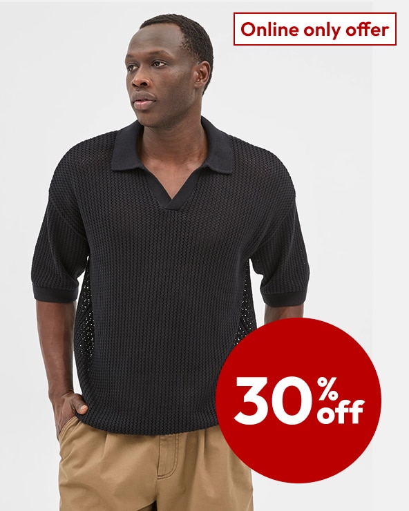 ONLINE ONLY OFFER 30% off Selected Men's Clothing