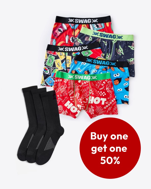 Buy 1 & get the 2nd 50% off men's underwear & socks Buy 1 & get the 2nd 50% off men's underwear & socks