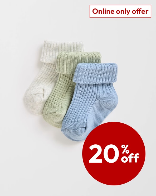 20% off selected baby socks	